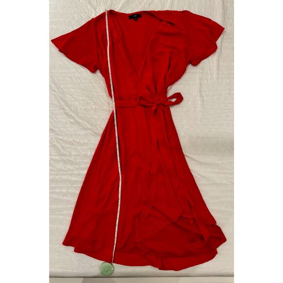 Lulus Wrap Dress Women’s Large Red Bow Rise Occasion Cherry Romantic - Picture 10 of 16